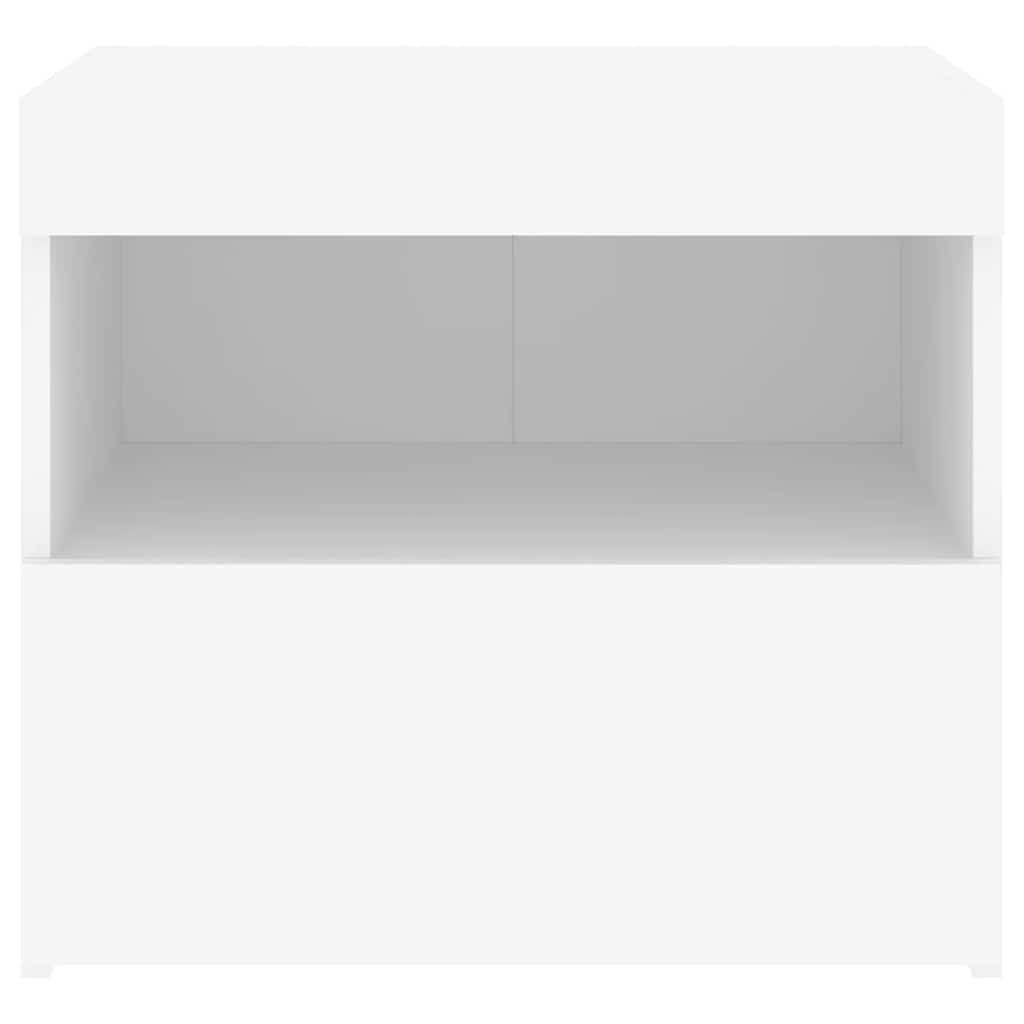 Nachttische mit LED-Leuchten 2 Stk. Weiß 50x40x45 cm